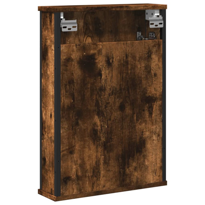 badeværelsesskab med spejl 42x12x60 cm konstrueret træ røget eg