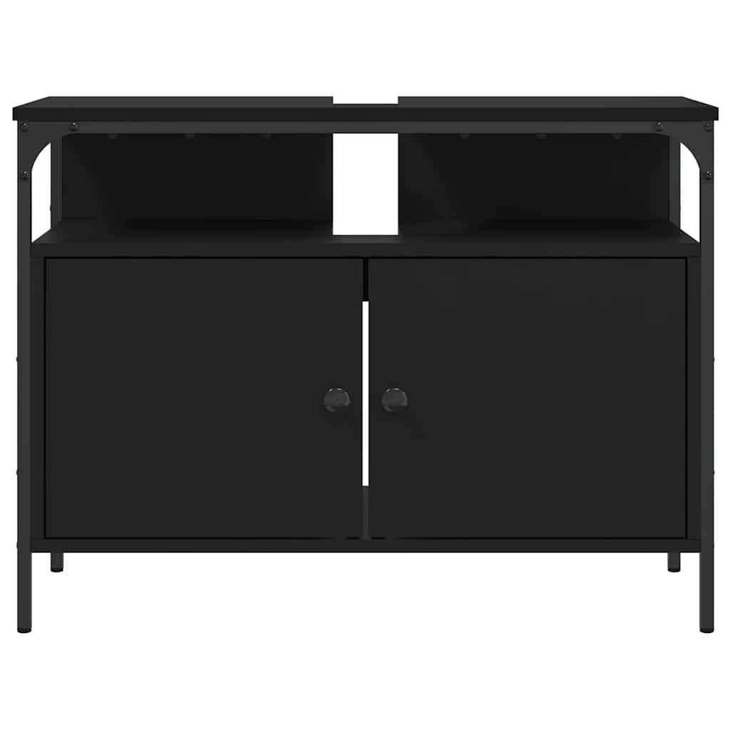 underskab til håndvask 80x30x60 cm konstrueret træ sort