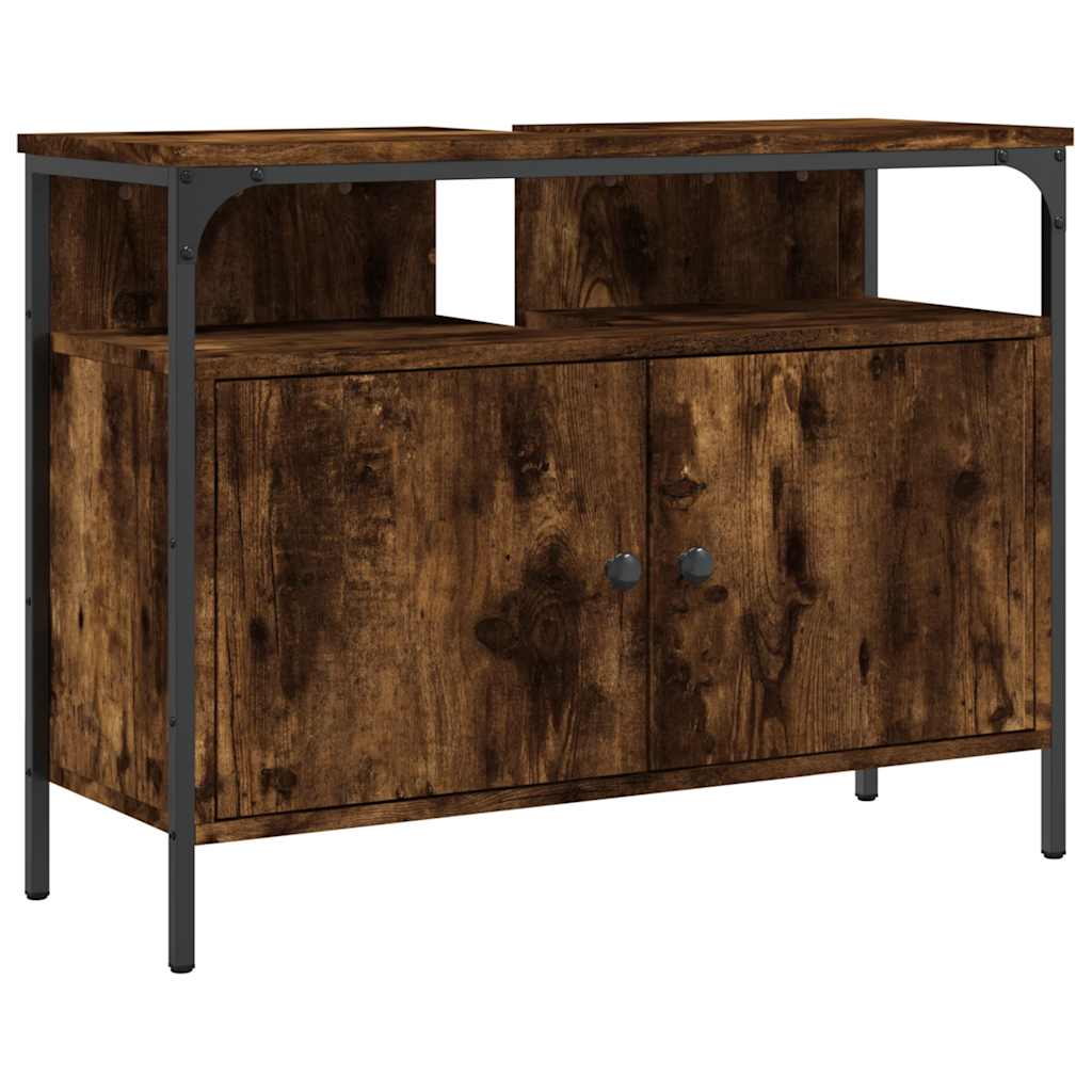 underskab til håndvask 80x30x60 cm konstrueret træ røget eg