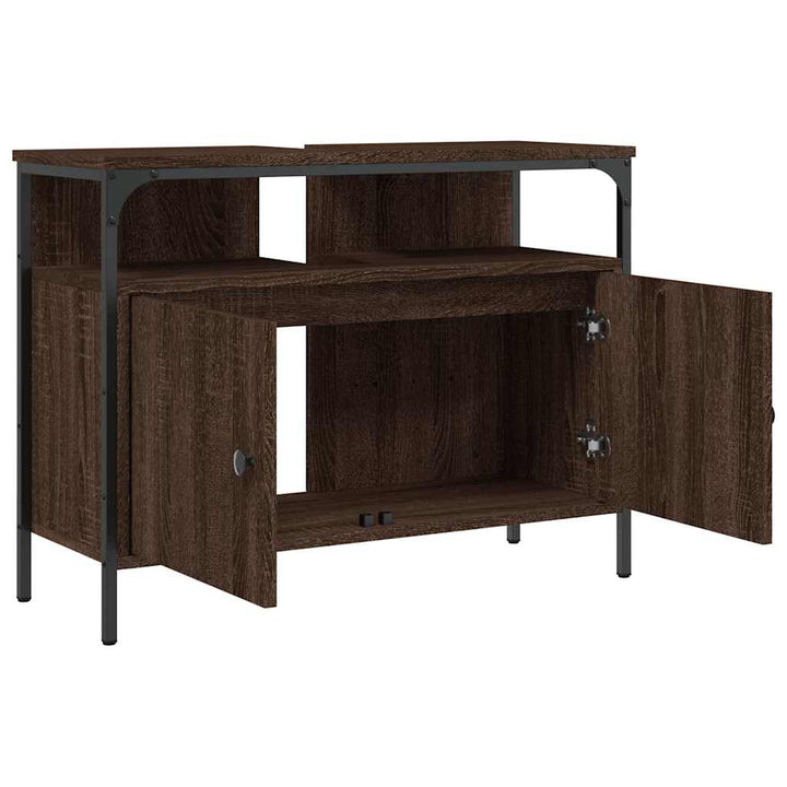 underskab til håndvask 80x30x60 cm konstrueret træ brunt eg