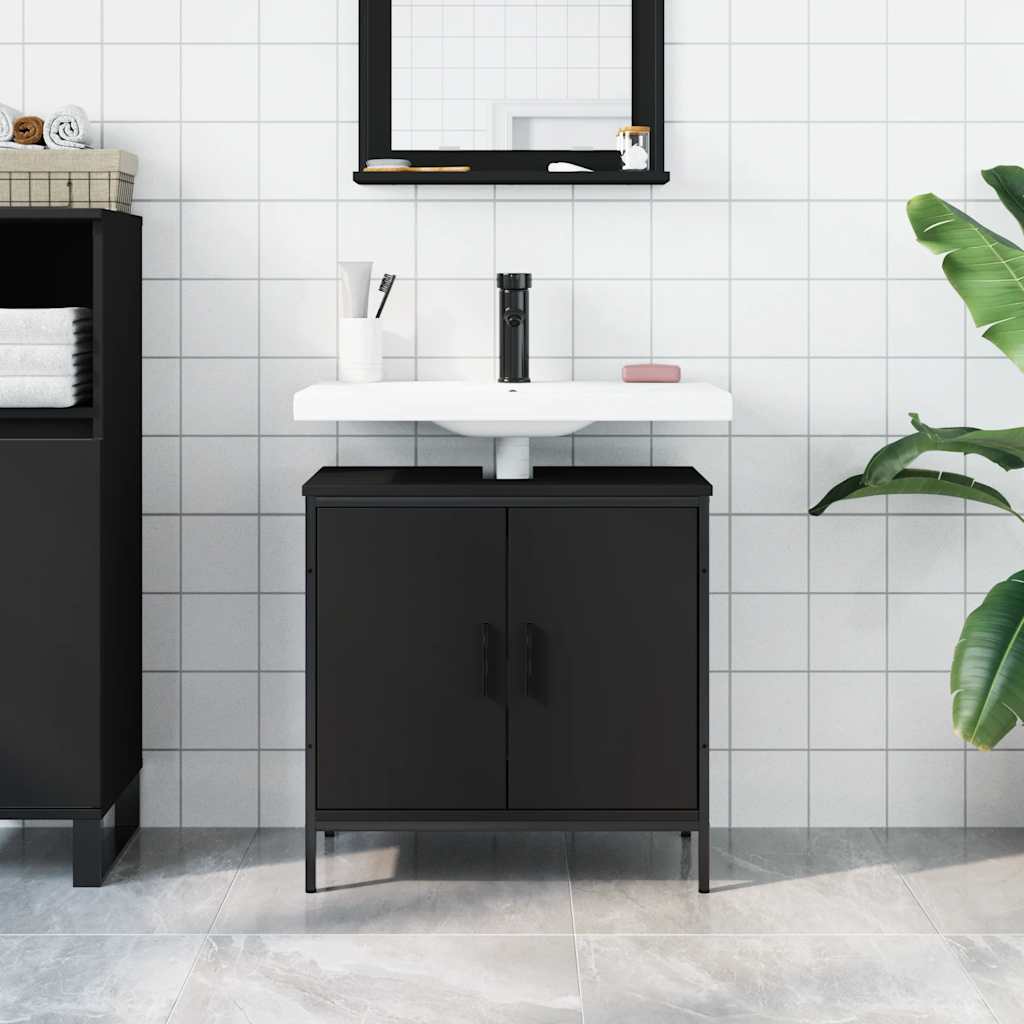underskab til håndvask 60x30x60 cm konstrueret træ sort