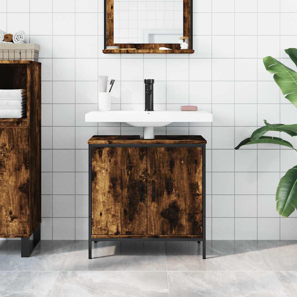 underskab til håndvask 60x30x60 cm konstrueret træ røget eg