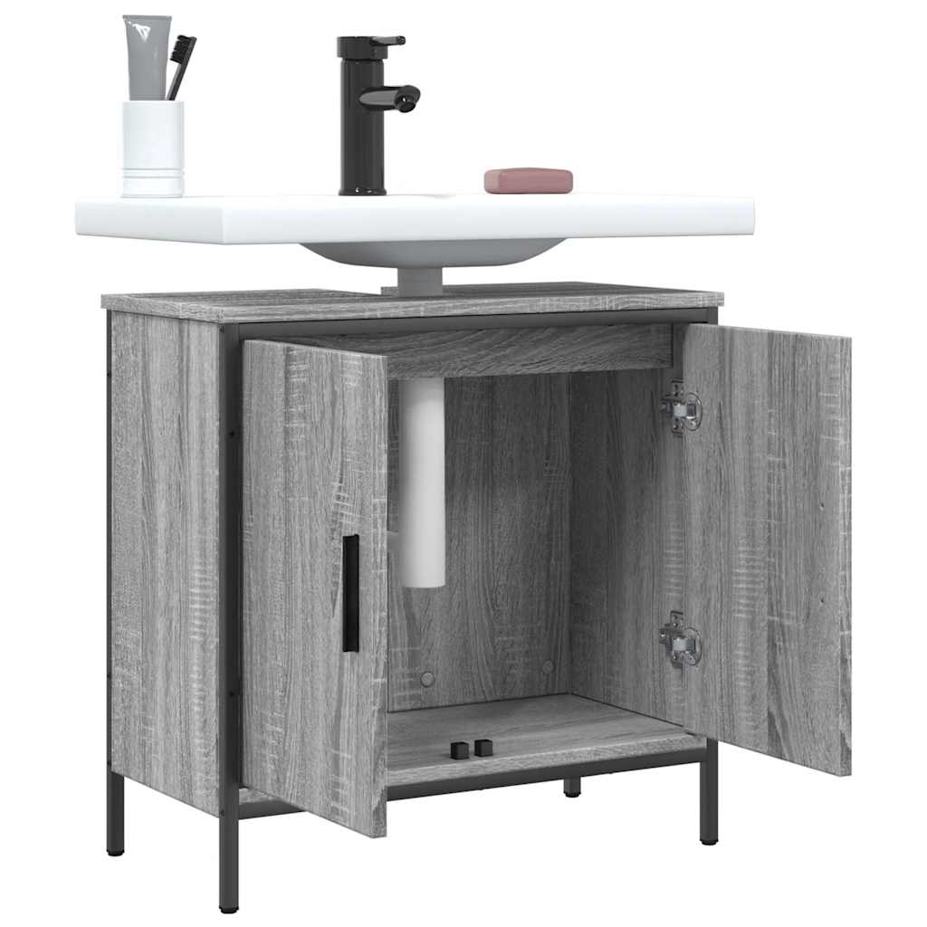 underskab til vask 60x30x60 cm konstrueret træ grå sonoma-eg
