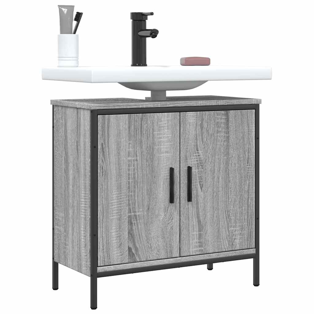 underskab til vask 60x30x60 cm konstrueret træ grå sonoma-eg