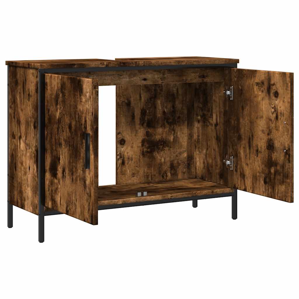 underskab til håndvask 80x30x60 cm konstrueret træ røget eg