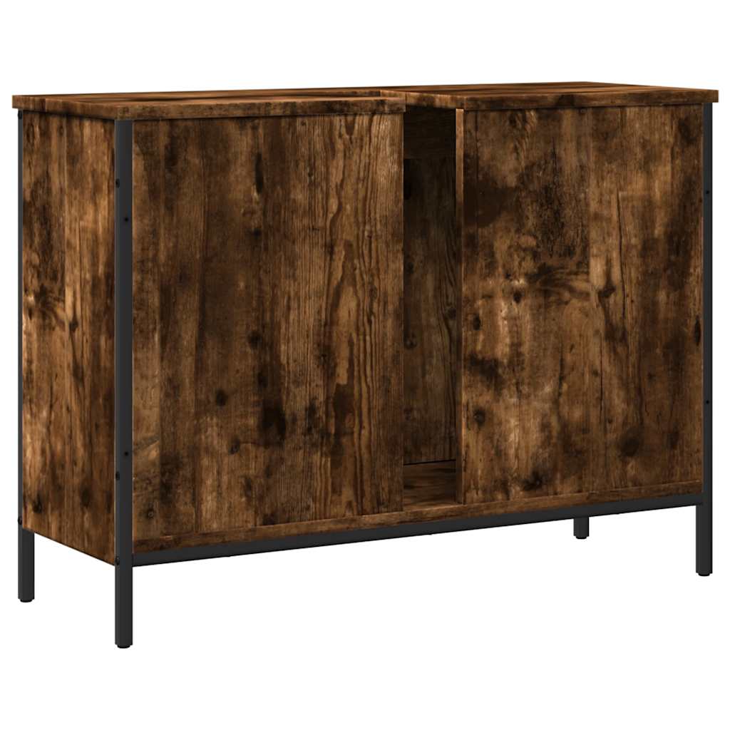 underskab til håndvask 80x30x60 cm konstrueret træ røget eg