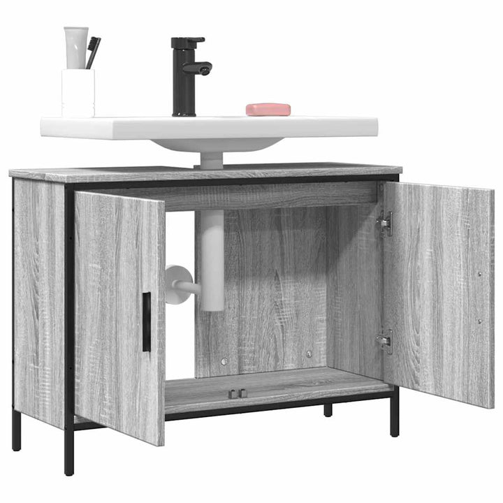 underskab til vask 80x30x60 cm konstrueret træ grå sonoma-eg