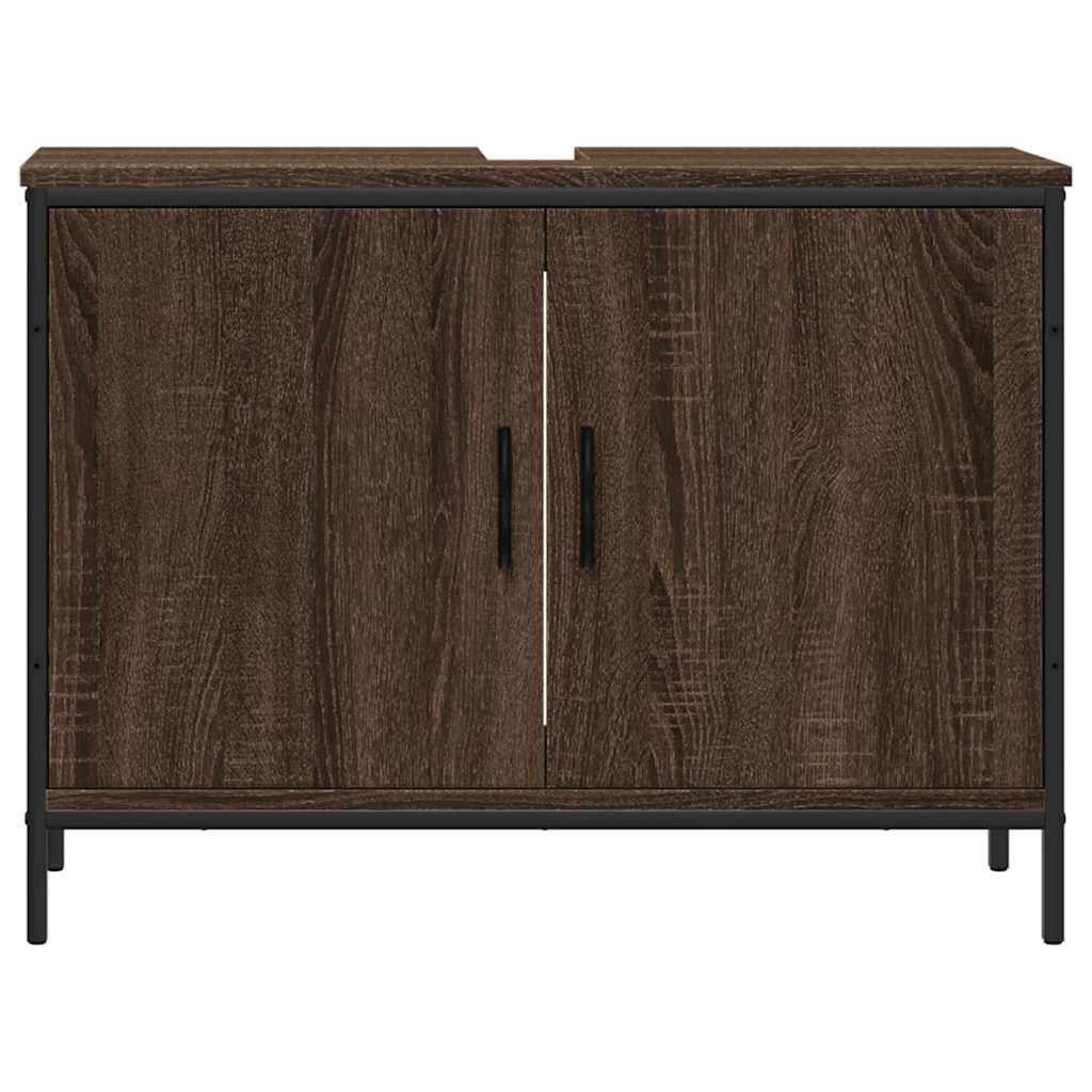 underskab til håndvask 80x30x60 cm konstrueret træ brunt eg
