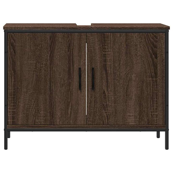 underskab til håndvask 80x30x60 cm konstrueret træ brunt eg
