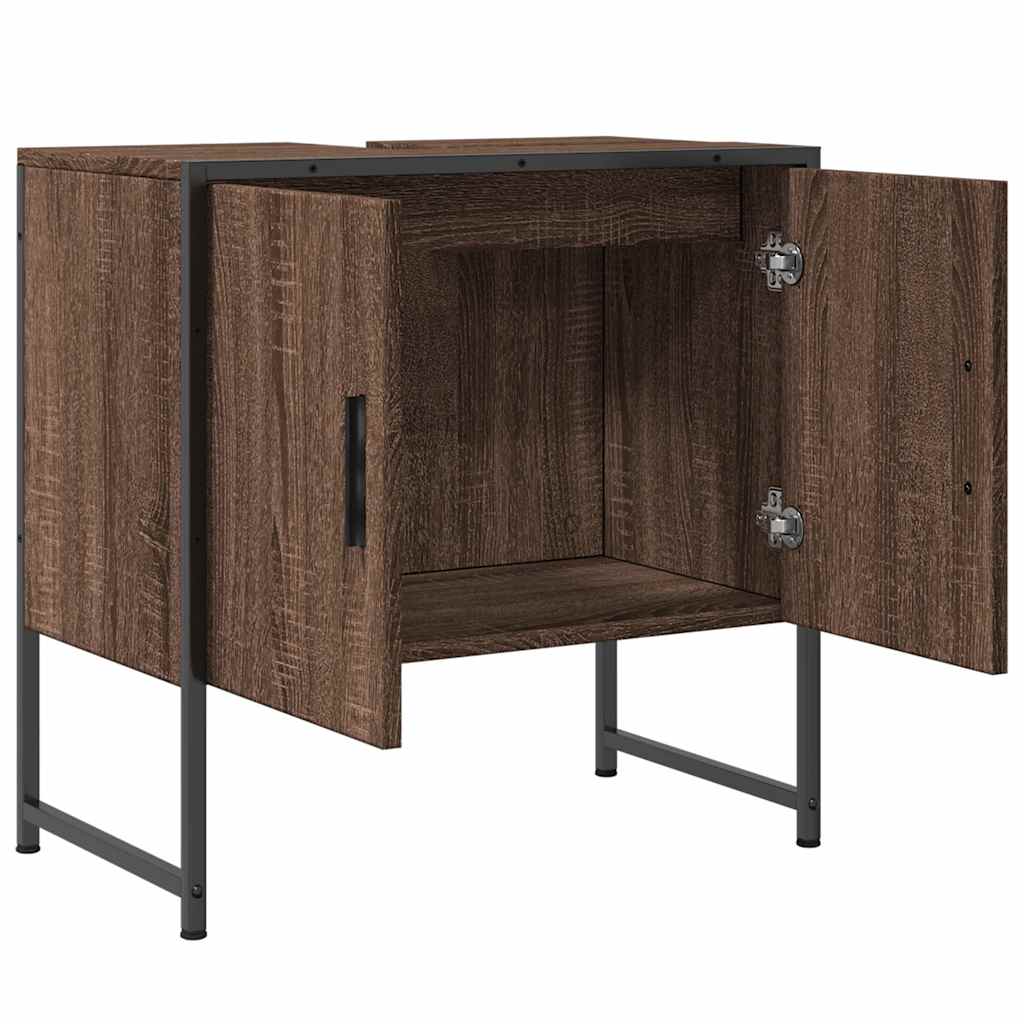 underskab til håndvask 60x33x60 cm konstrueret træ brunt eg