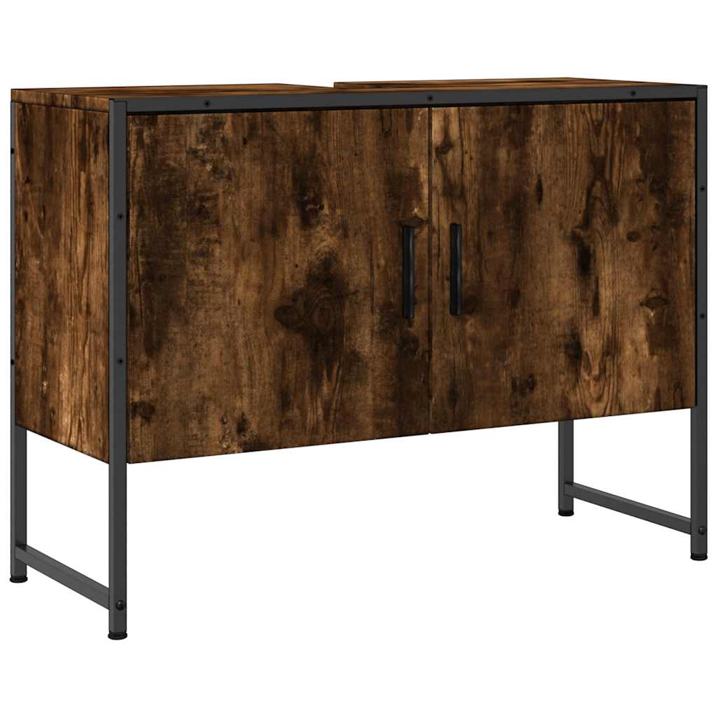 underskab til håndvask 80x33x60 cm konstrueret træ røget eg