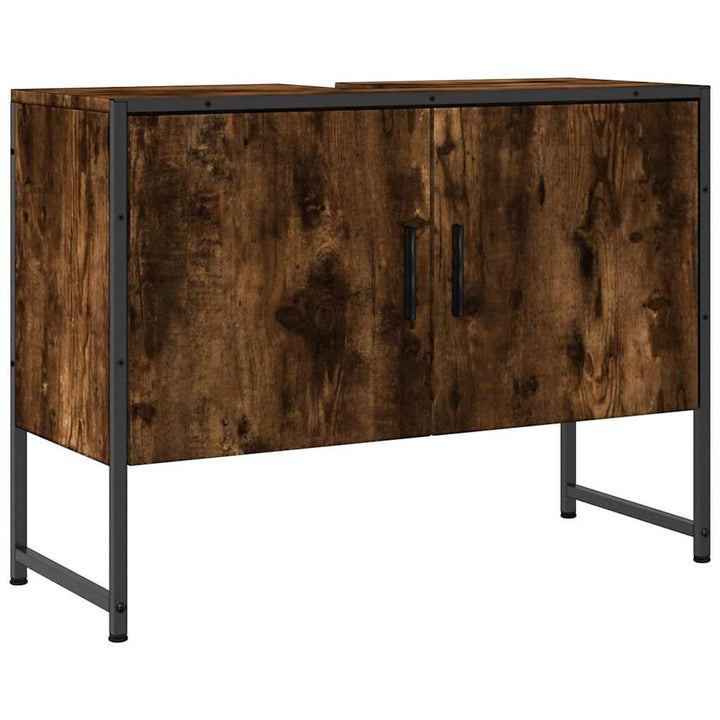 underskab til håndvask 80x33x60 cm konstrueret træ røget eg