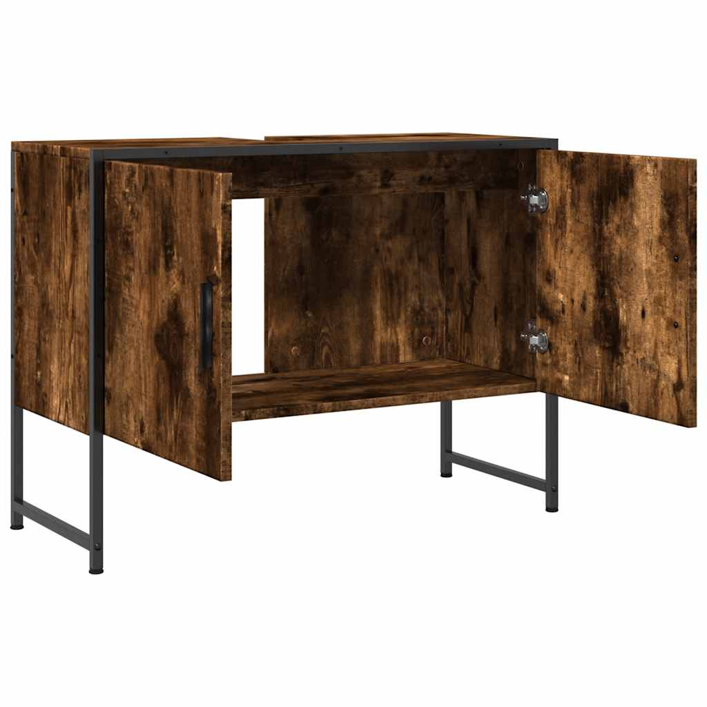 underskab til håndvask 80x33x60 cm konstrueret træ røget eg