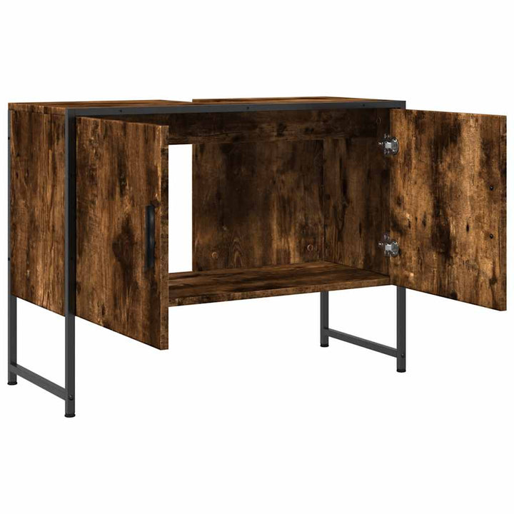underskab til håndvask 80x33x60 cm konstrueret træ røget eg