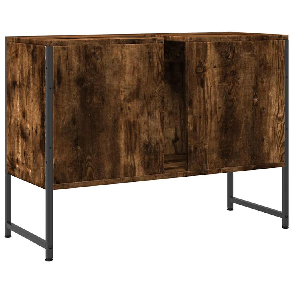 underskab til håndvask 80x33x60 cm konstrueret træ røget eg