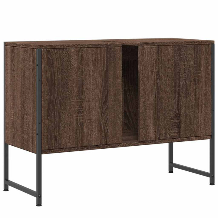 underskab til håndvask 80x33x60 cm konstrueret træ brunt egetræ
