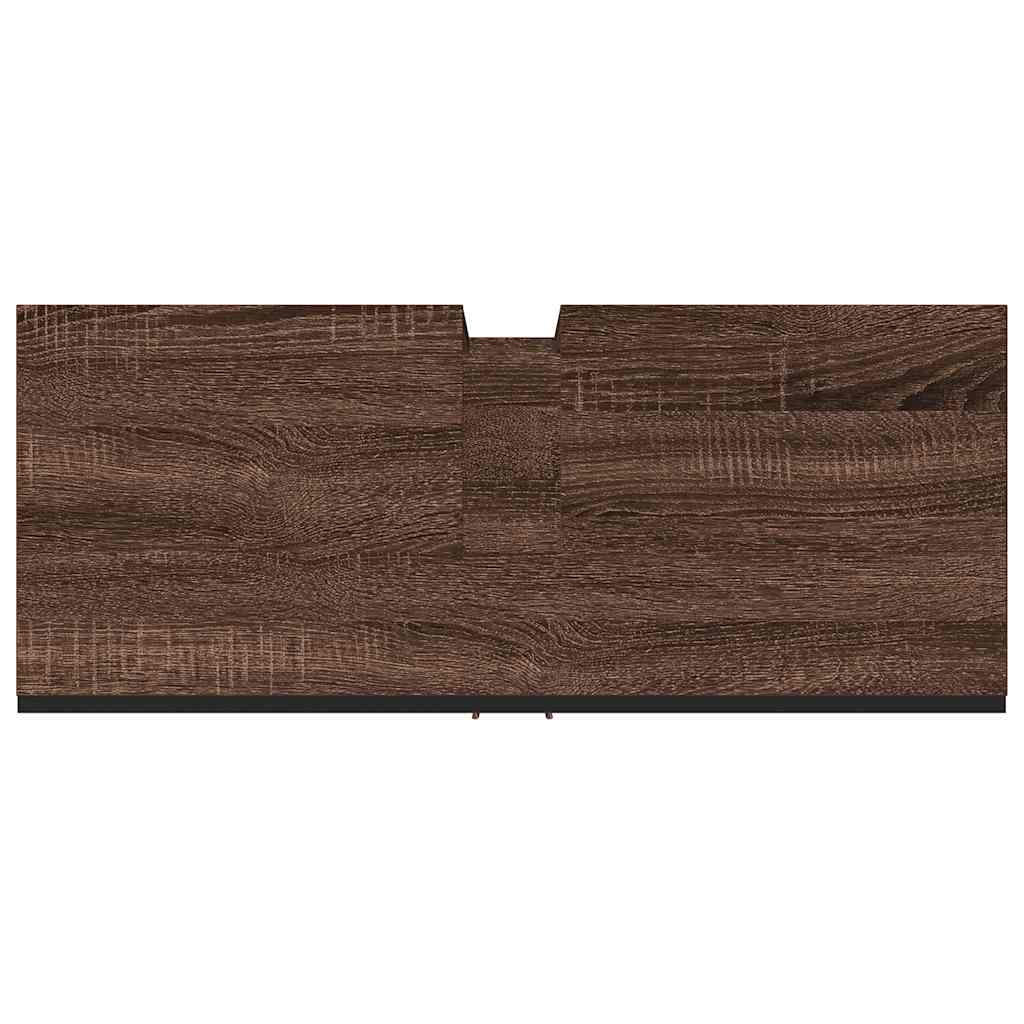 underskab til håndvask 80x33x60 cm konstrueret træ brunt egetræ