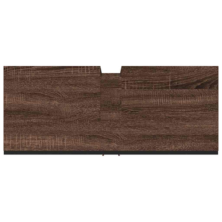 underskab til håndvask 80x33x60 cm konstrueret træ brunt egetræ