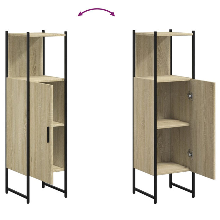 badeværelsesskab 33x33x120,5 cm konstrueret træ sonoma-eg