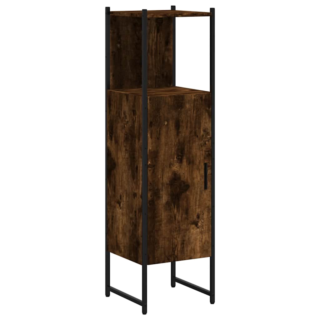 badeværelsesskab 33x33x120,5 cm konstrueret træ røget egetræ