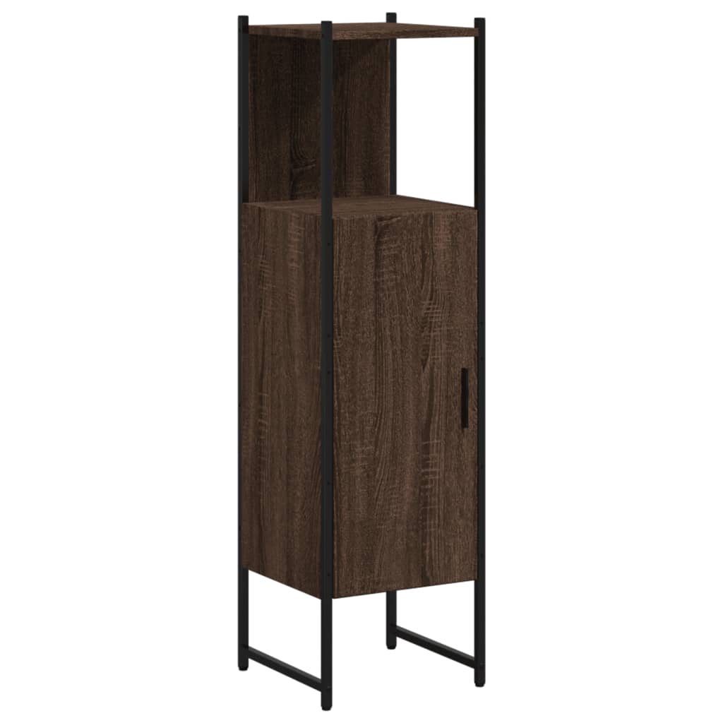 badeværelsesskab 33x33x120,5 cm konstrueret træ brunt egetræ