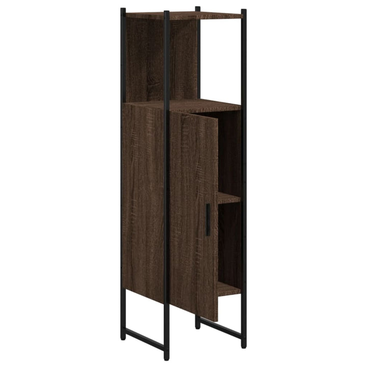 badeværelsesskab 33x33x120,5 cm konstrueret træ brunt egetræ