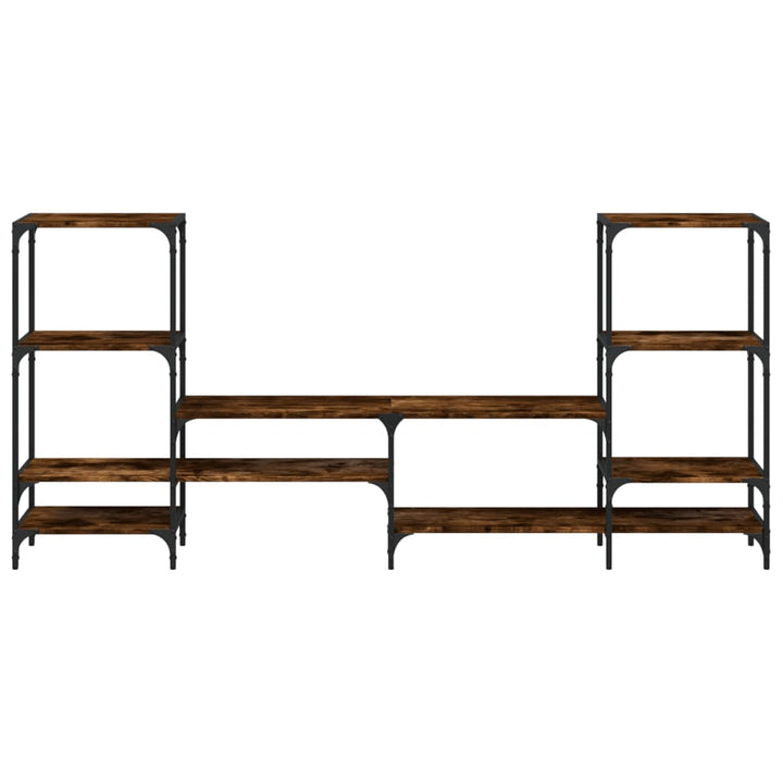 tv-bord 206,5x28,5x95 cm konstrueret træ røget egetræsfarve
