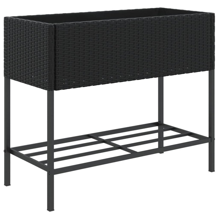 plantekasse med hylde polyrattan sort
