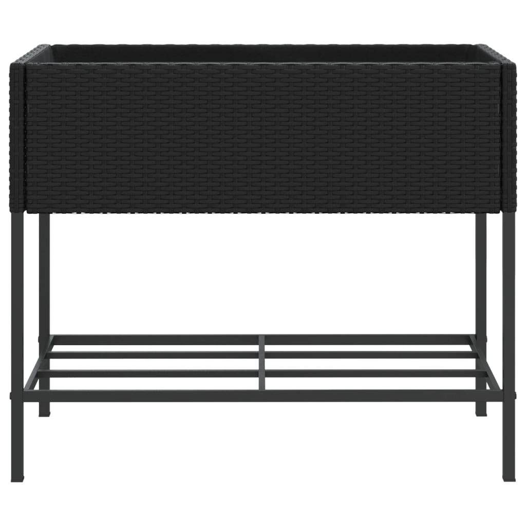 plantekasse med hylde polyrattan sort