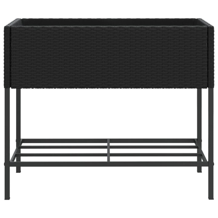plantekasse med hylde polyrattan sort