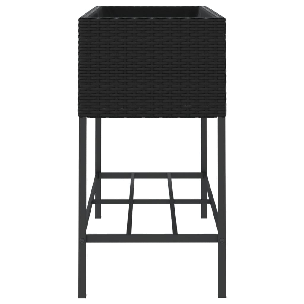 plantekasse med hylde polyrattan sort