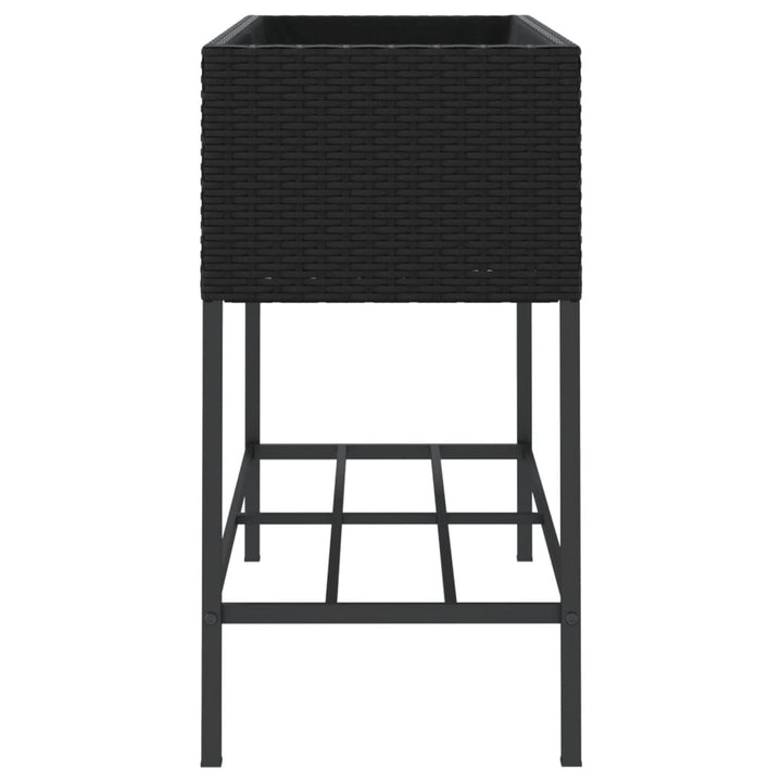 plantekasse med hylde polyrattan sort