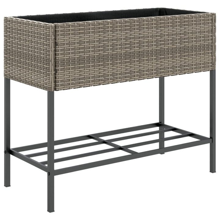 plantekasse med hylde polyrattan grå