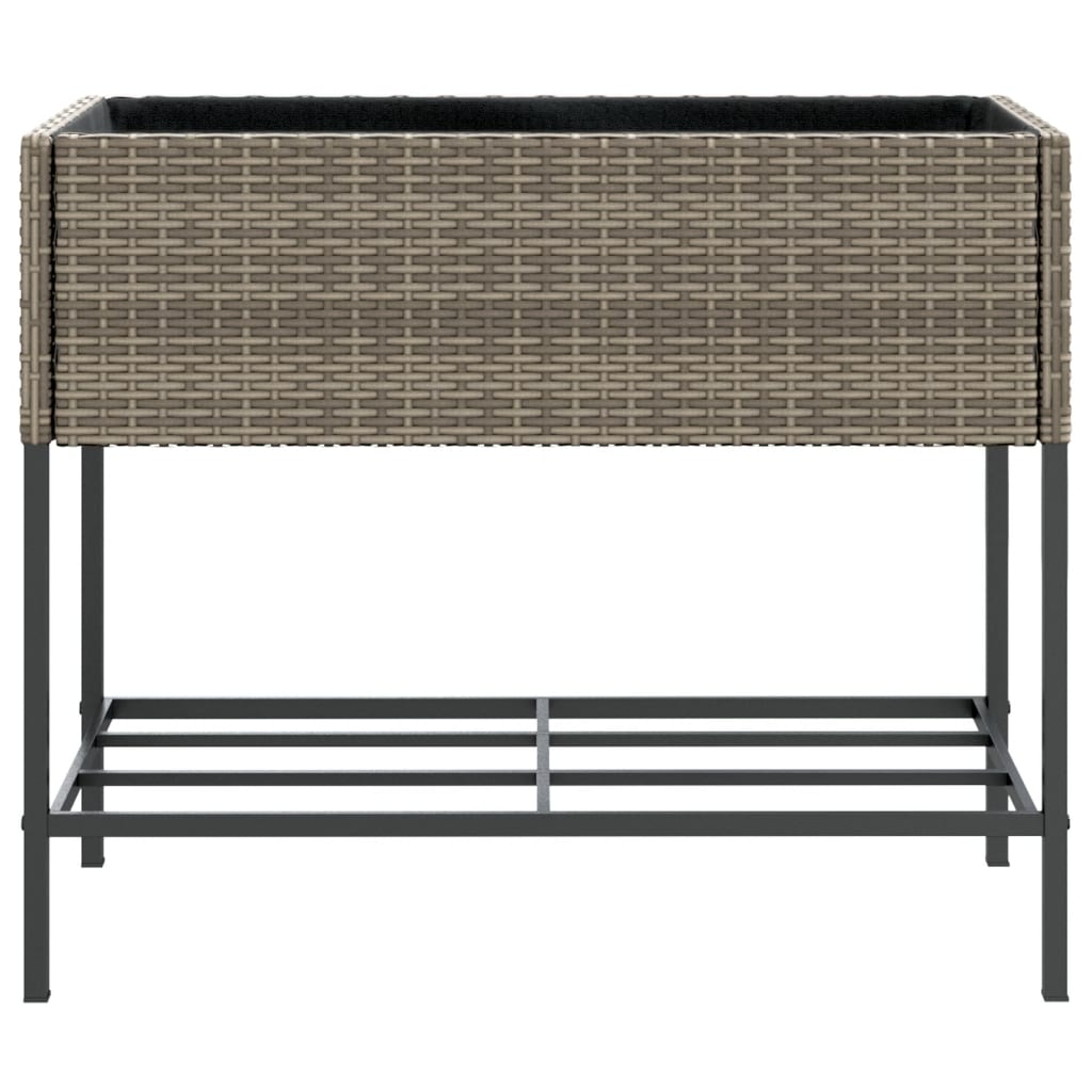 plantekasse med hylde polyrattan grå