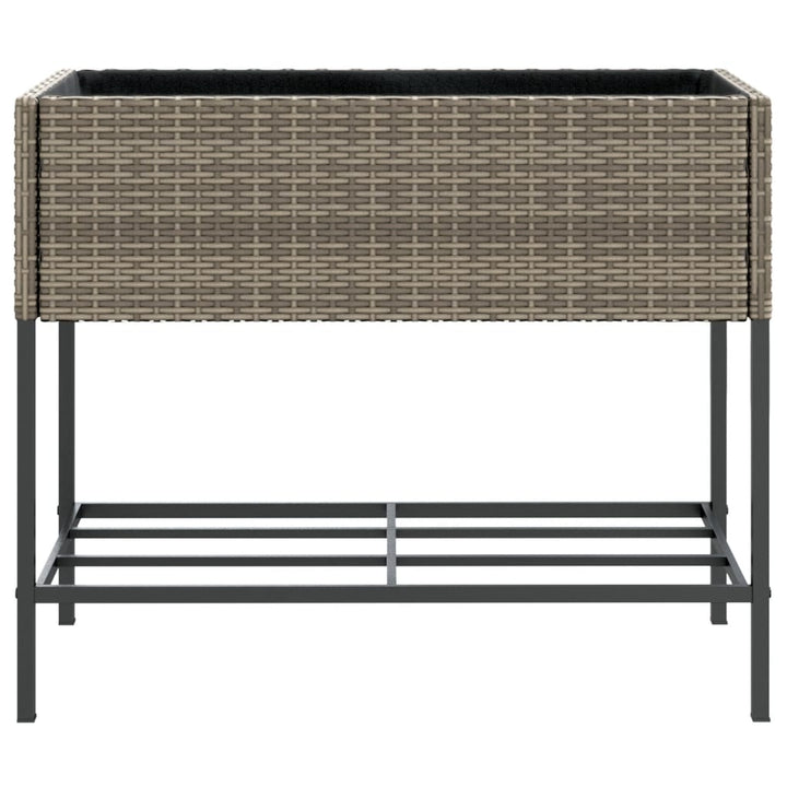 plantekasse med hylde polyrattan grå