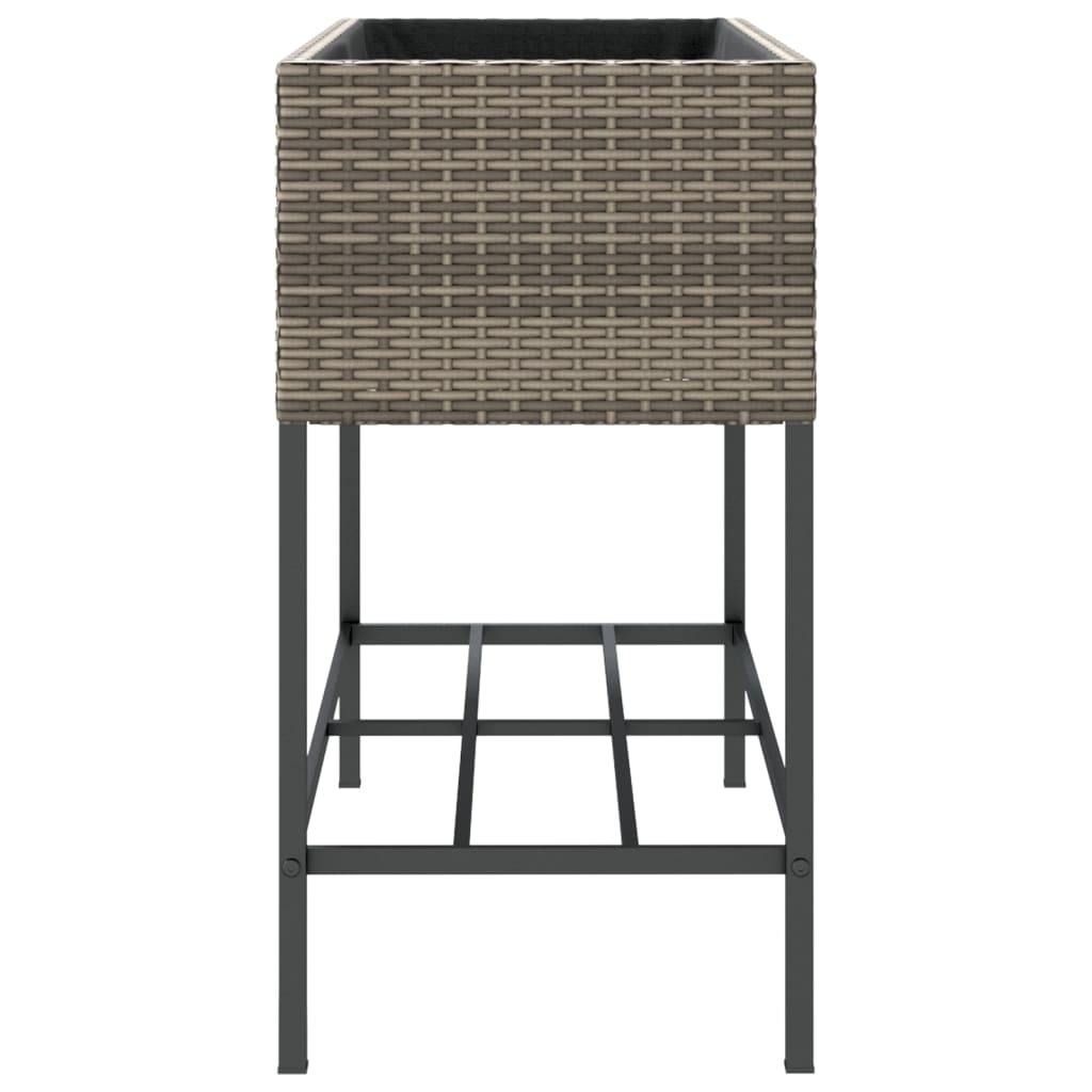 plantekasse med hylde polyrattan grå