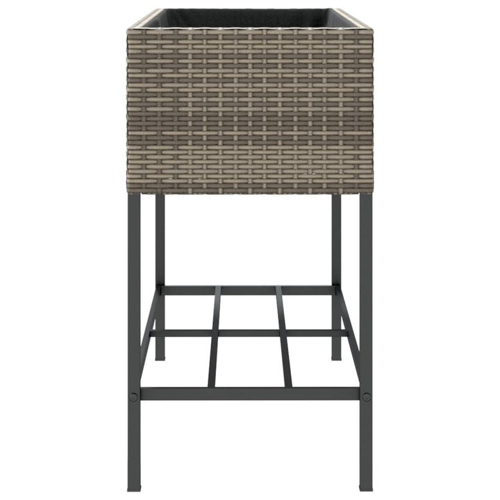 plantekasse med hylde polyrattan grå