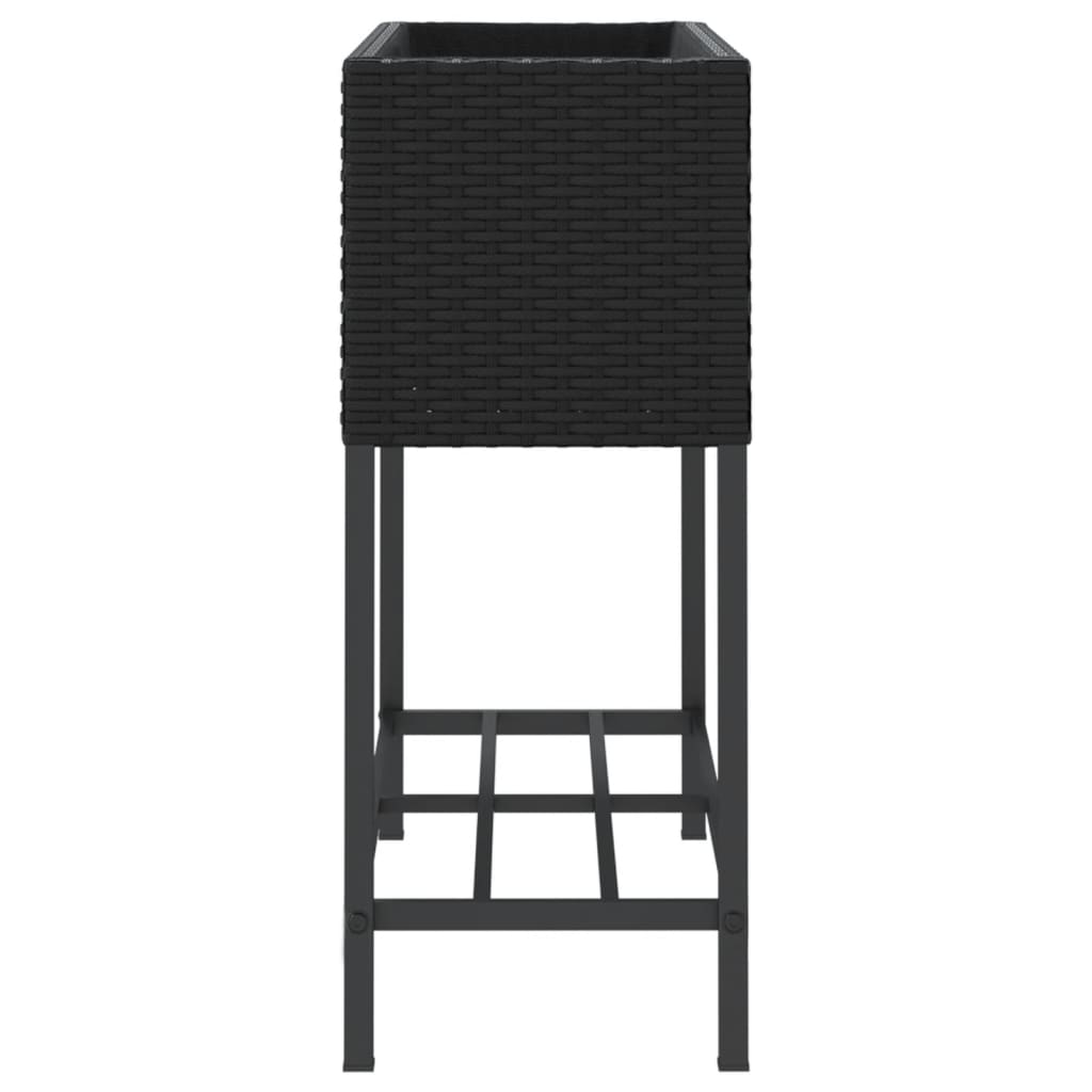 plantekasse med hylde polyrattan sort