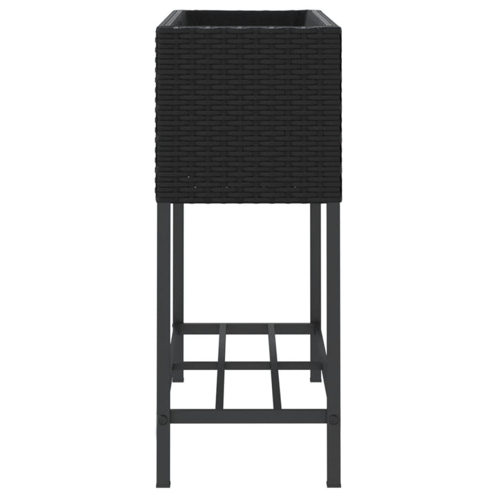 plantekasse med hylde polyrattan sort