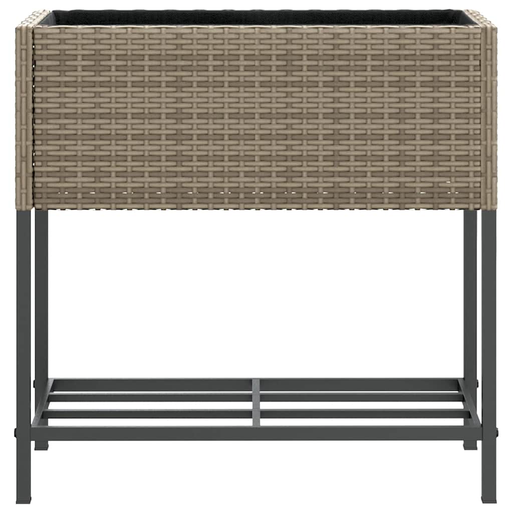 plantekasse med hylde polyrattan grå