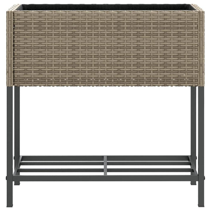 plantekasse med hylde polyrattan grå