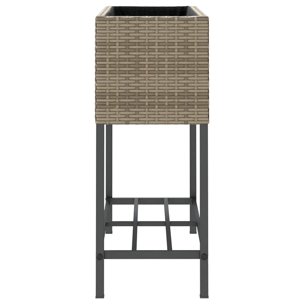 plantekasse med hylde polyrattan grå