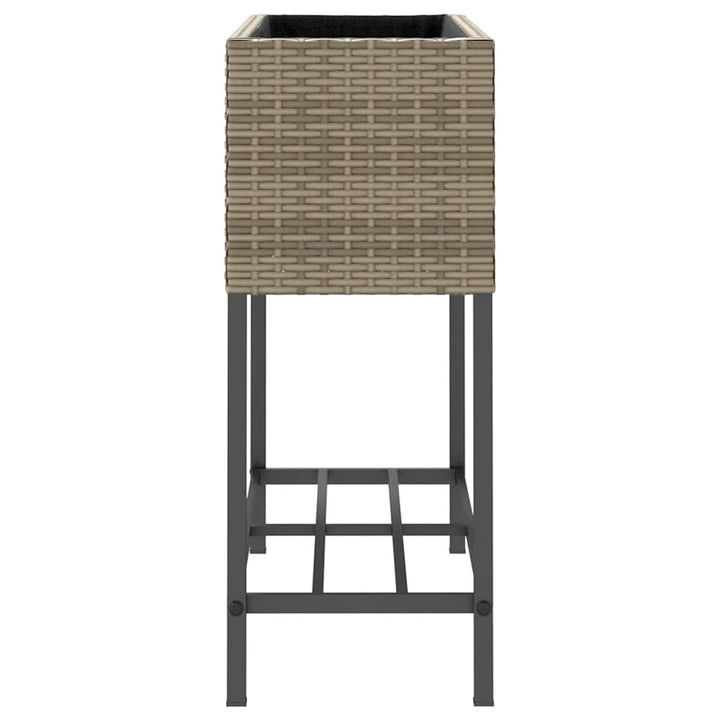 plantekasse med hylde polyrattan grå