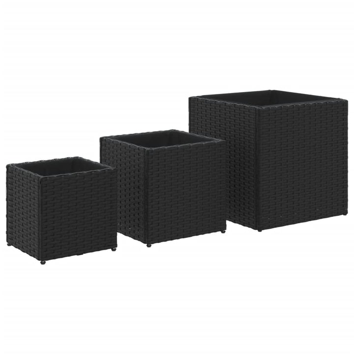 plantekasser 3 stk. polyrattan sort