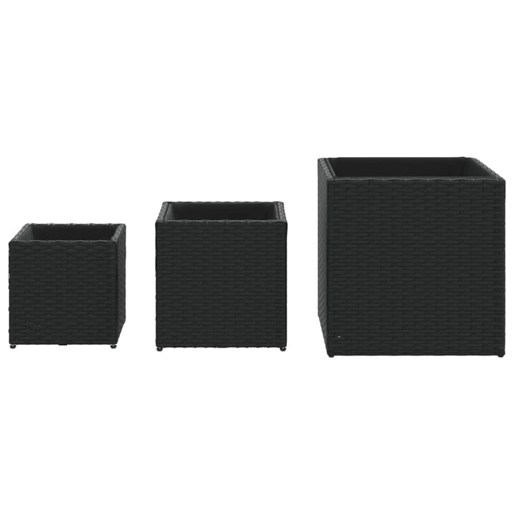 plantekasser 3 stk. polyrattan sort