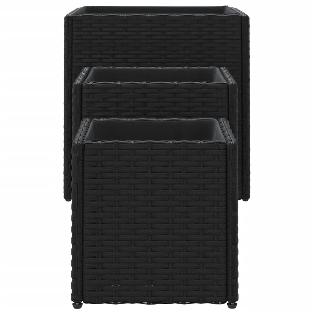 plantekasser 3 stk. polyrattan sort