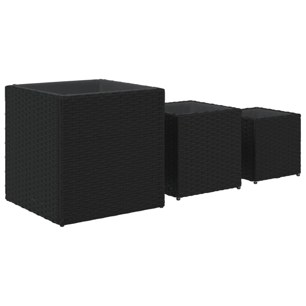 plantekasser 3 stk. polyrattan sort