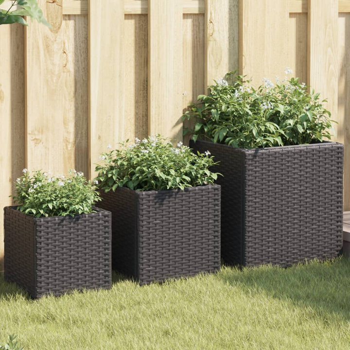 plantekasser 3 stk. polyrattan sort