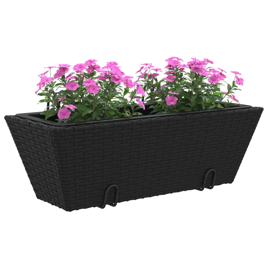plantekasser med kroge 2 stk. polyrattan sort