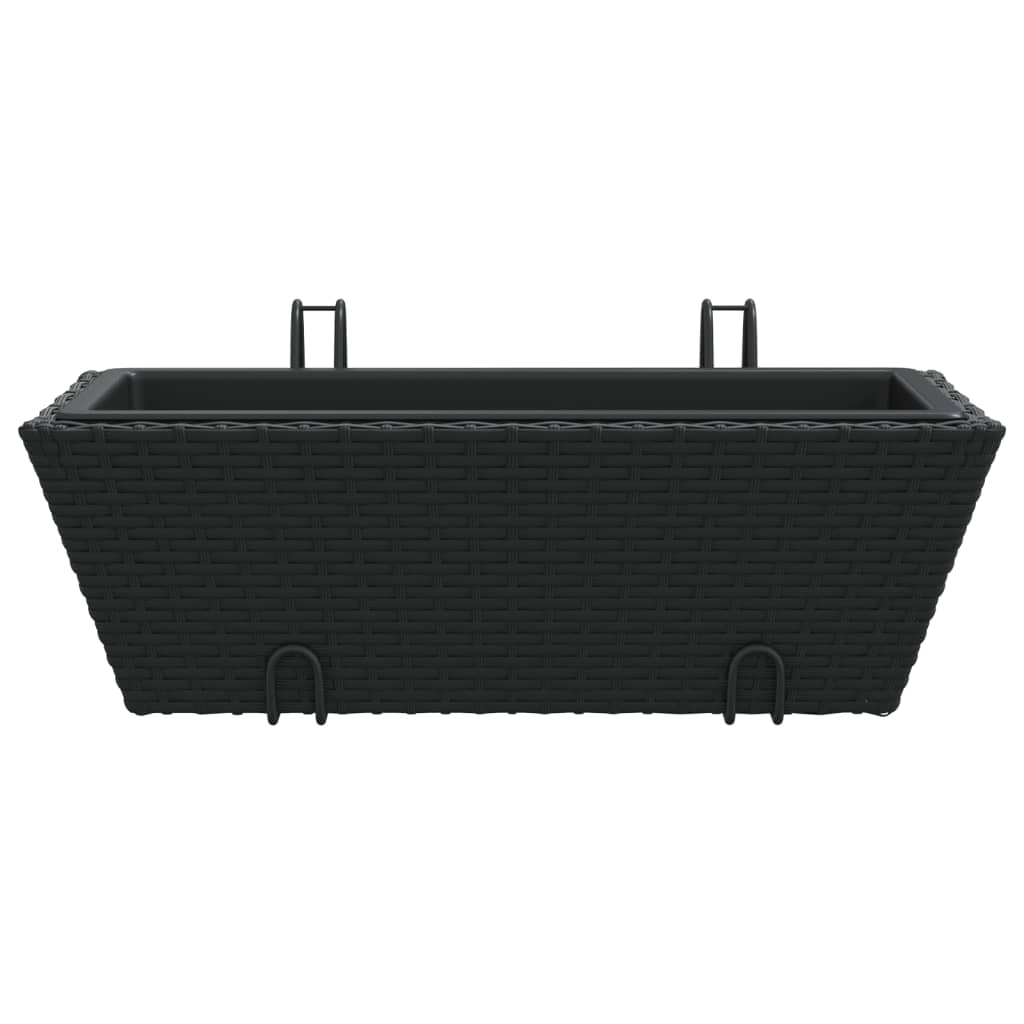 plantekasser med kroge 2 stk. polyrattan sort